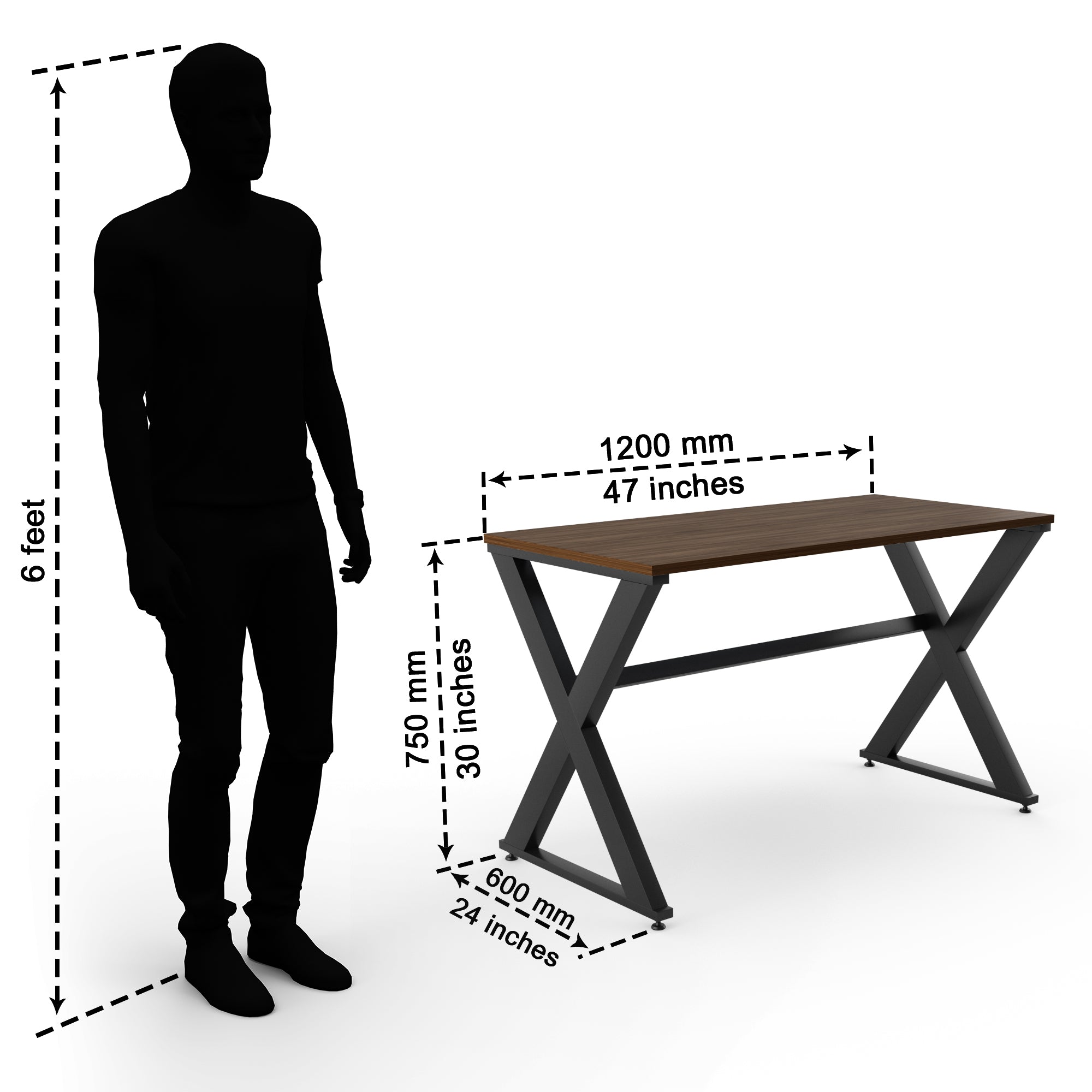 LAD Workspaces® The X Table Engineered Wood Study Table, Laptop, Computer Table Desk for Home & Office