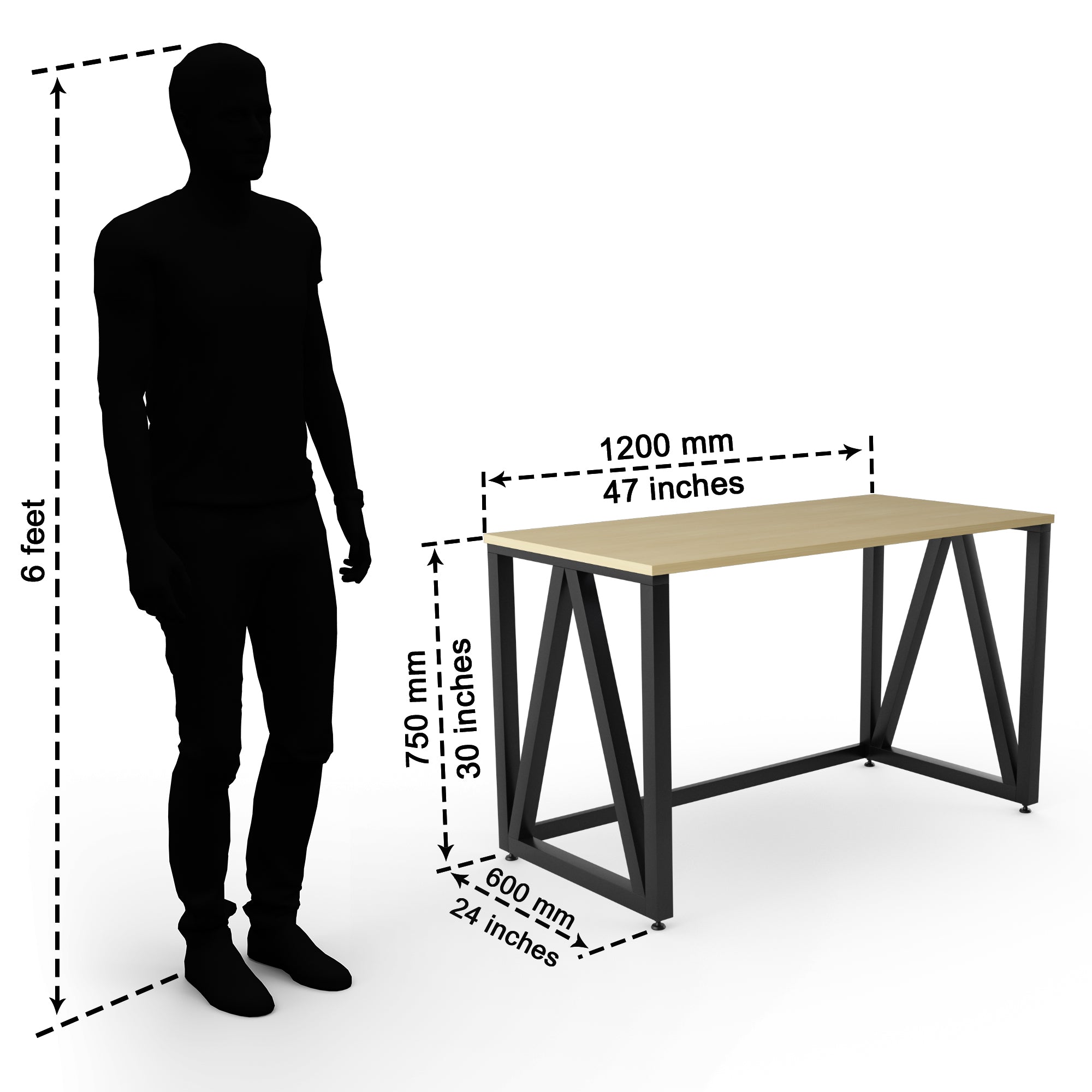LAD Workspaces® The A Table Engineered Wood Study Table, Laptop, Computer Table Desk for Home & Office