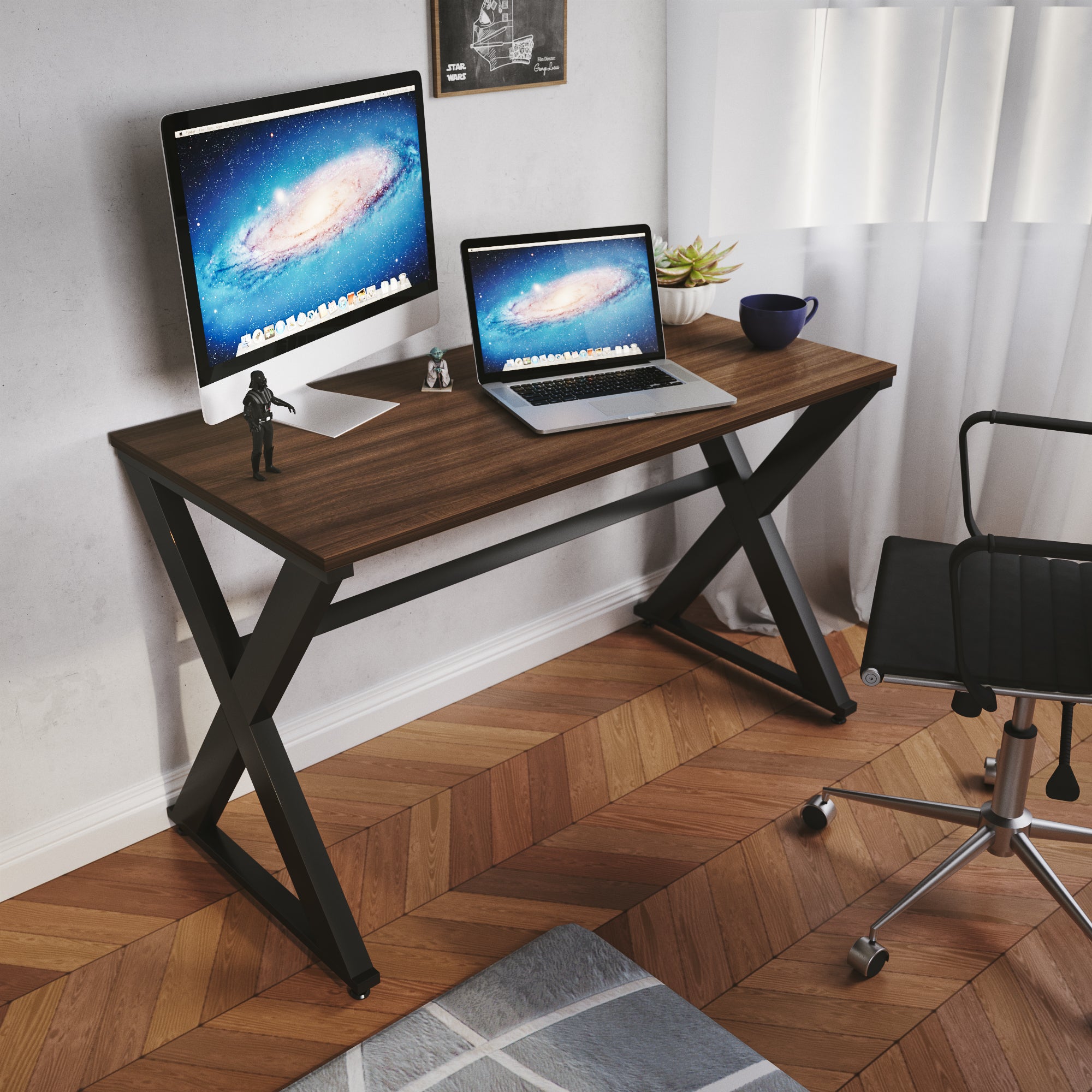 LAD Workspaces® The X Table Engineered Wood Study Table, Laptop, Computer Table Desk for Home & Office