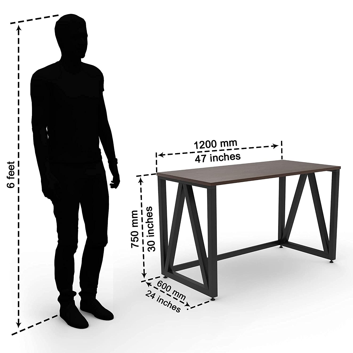 LAD Workspaces® The A Table Engineered Wood Study Table, Laptop, Computer Table Desk for Home & Office