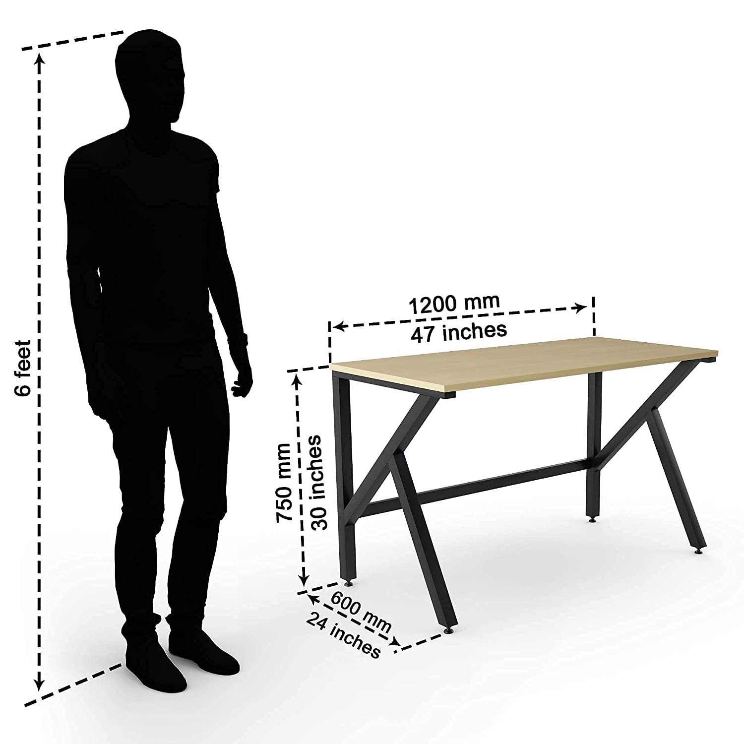LAD Workspaces® The K Table Engineered Wood Study Table, Laptop, Computer Table Desk for Home & Office