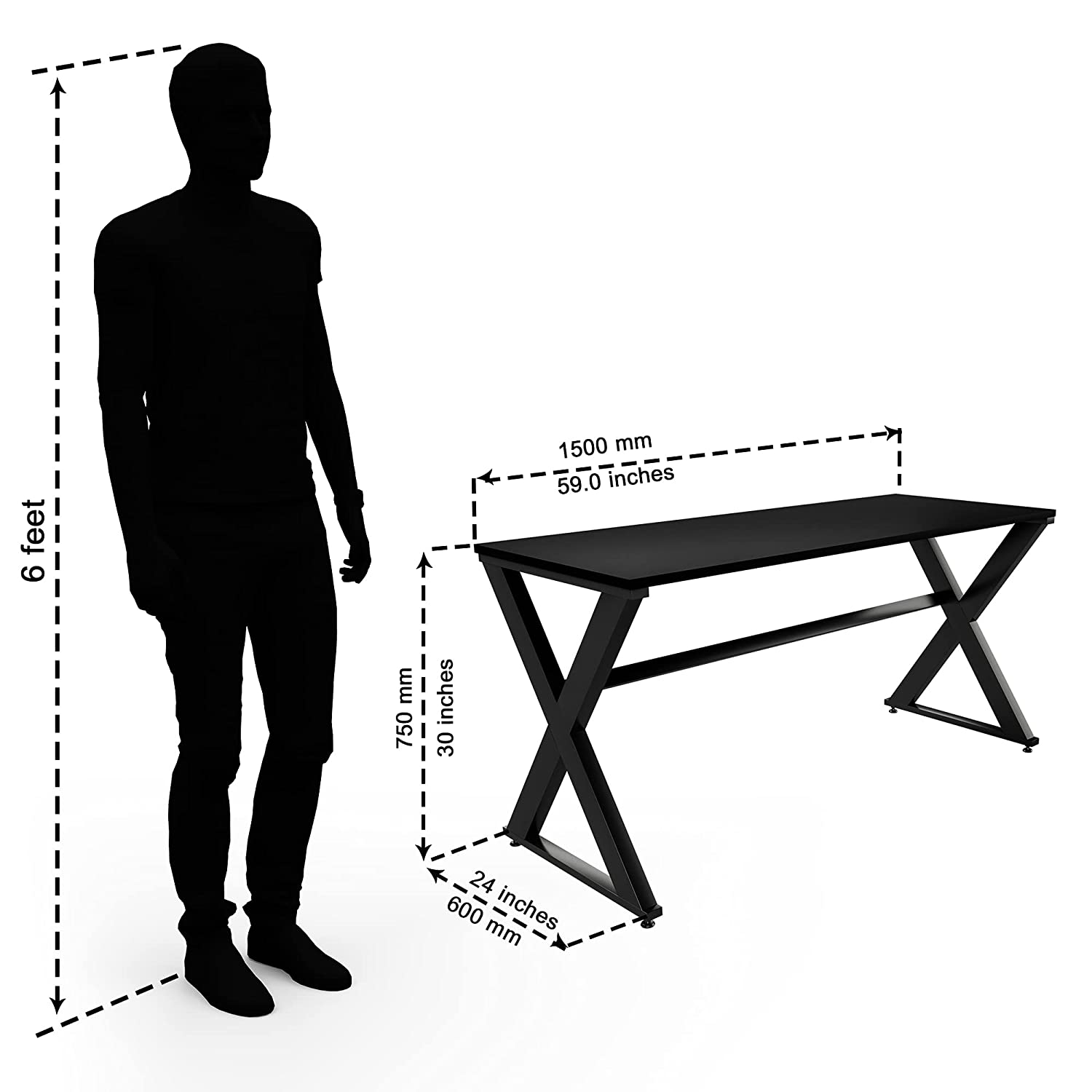 LAD Workspaces® The X Table Engineered Wood Study Table, Laptop, Computer Table Desk for Home & Office