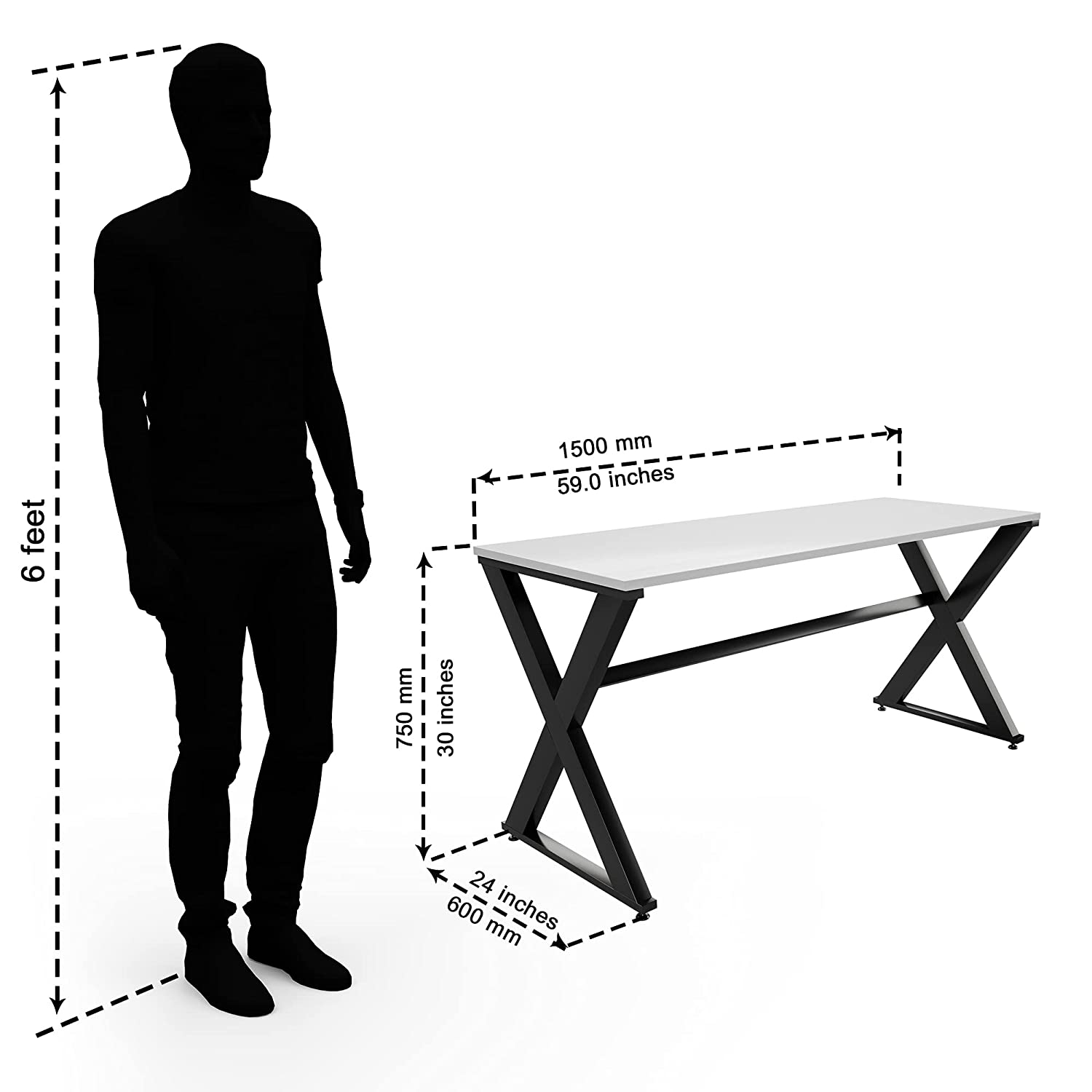 LAD Workspaces® The X Table Engineered Wood Study Table, Laptop, Computer Table Desk for Home & Office