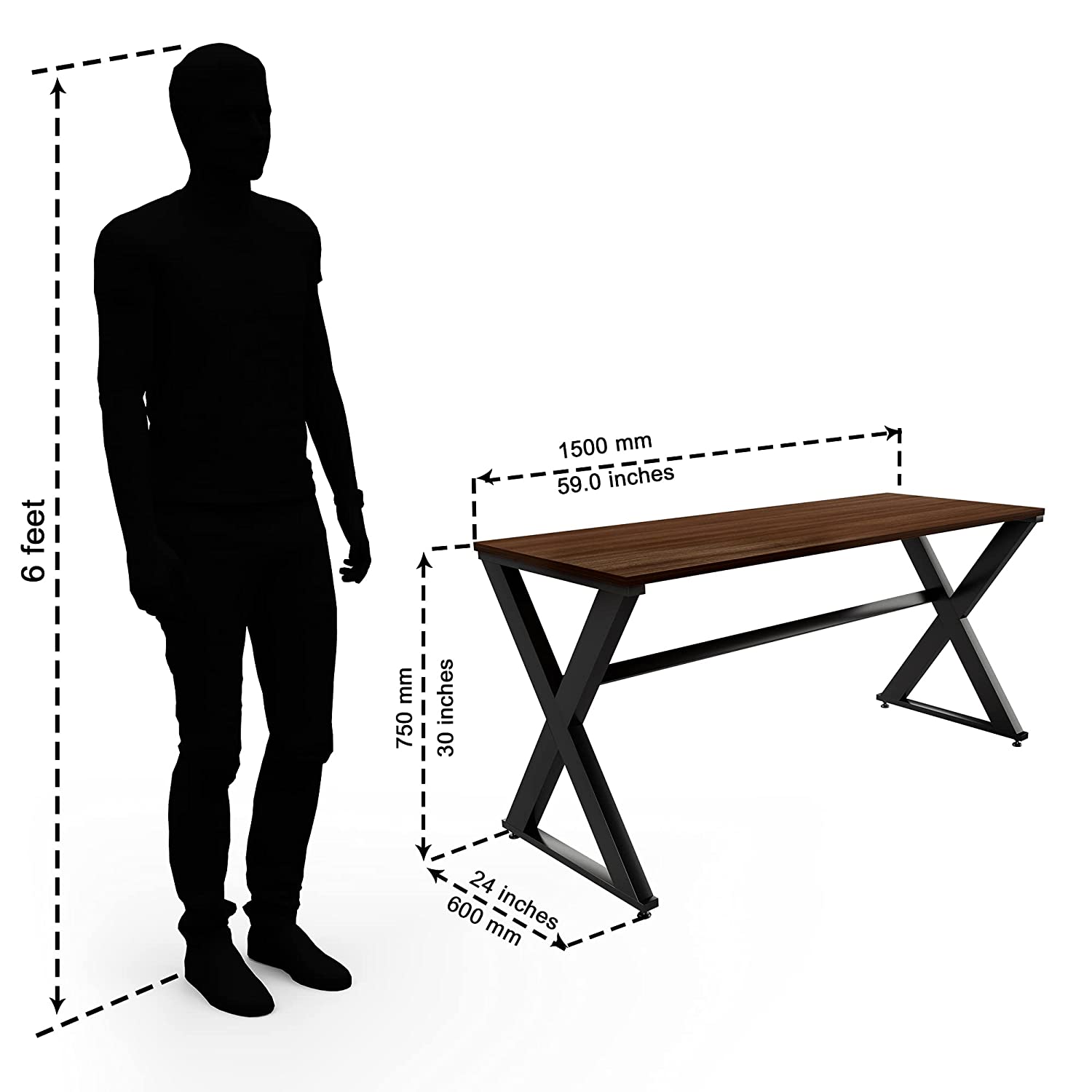 LAD Workspaces® The X Table Engineered Wood Study Table, Laptop, Computer Table Desk for Home & Office