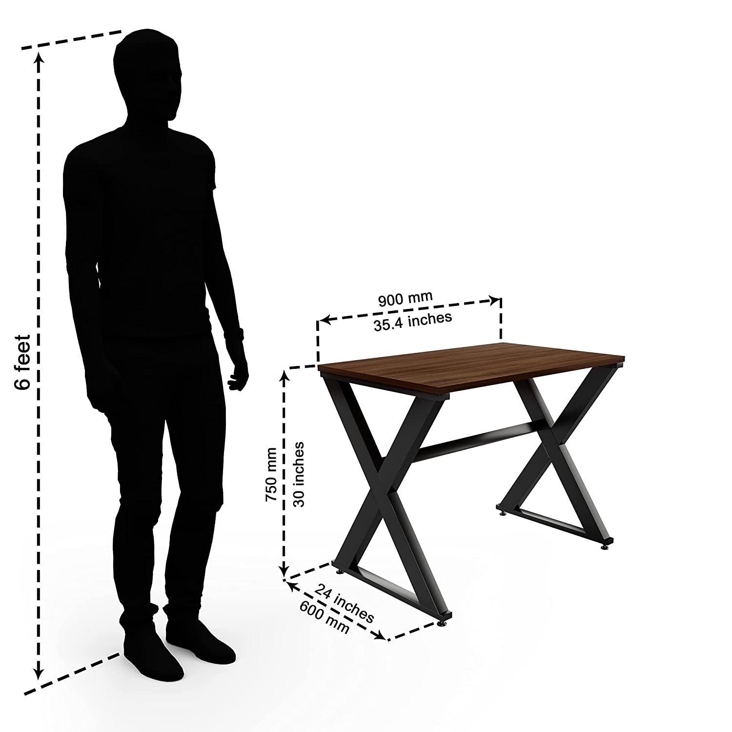 LAD Workspaces® The X Table Engineered Wood Study Table, Laptop, Computer Table Desk for Home & Office