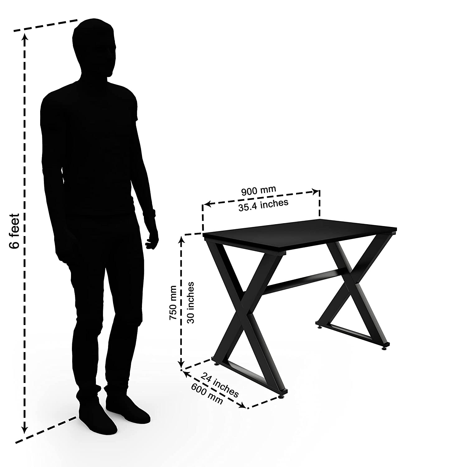 LAD Workspaces® The X Table Engineered Wood Study Table, Laptop, Computer Table Desk for Home & Office