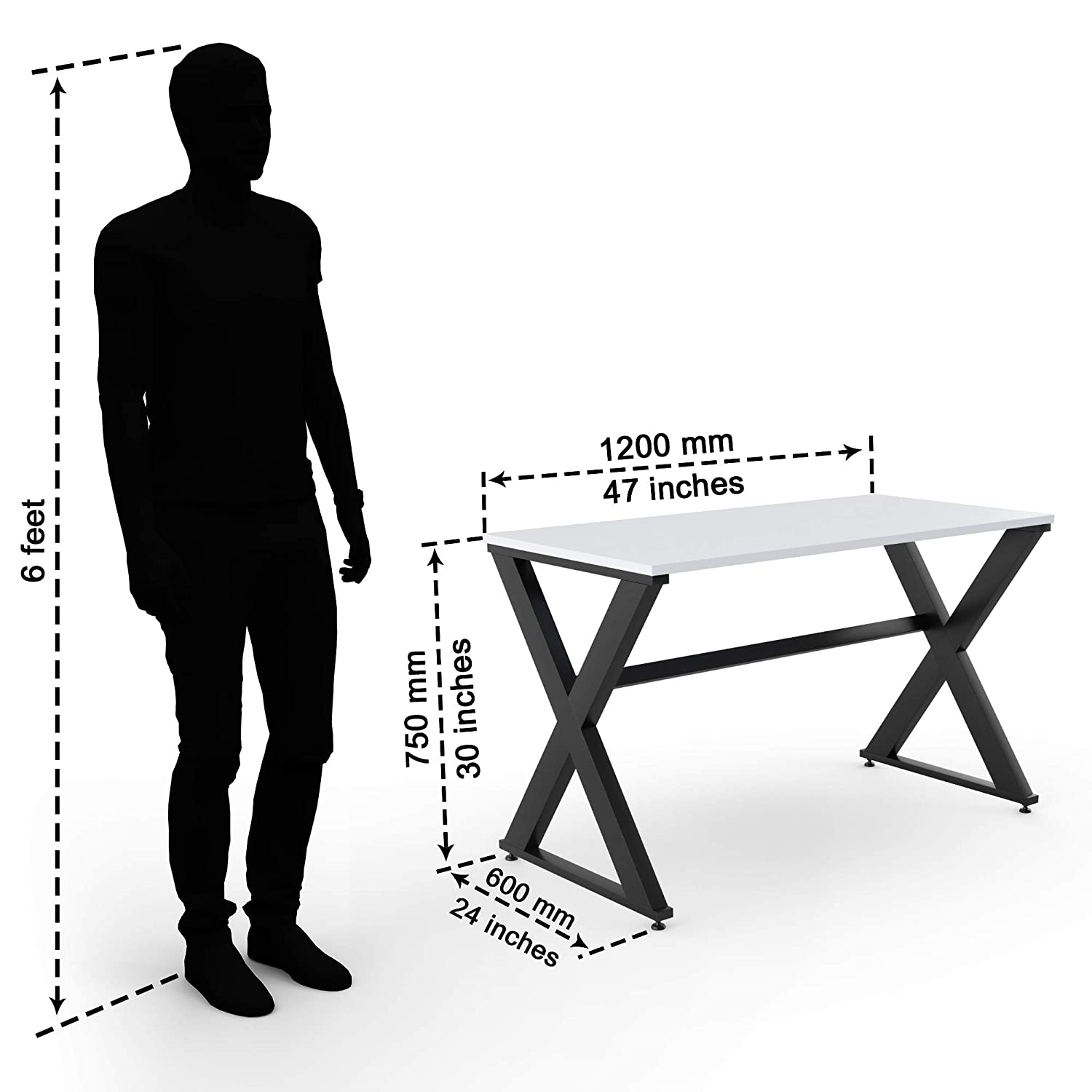 LAD Workspaces® The X Table Engineered Wood Study Table, Laptop, Computer Table Desk for Home & Office