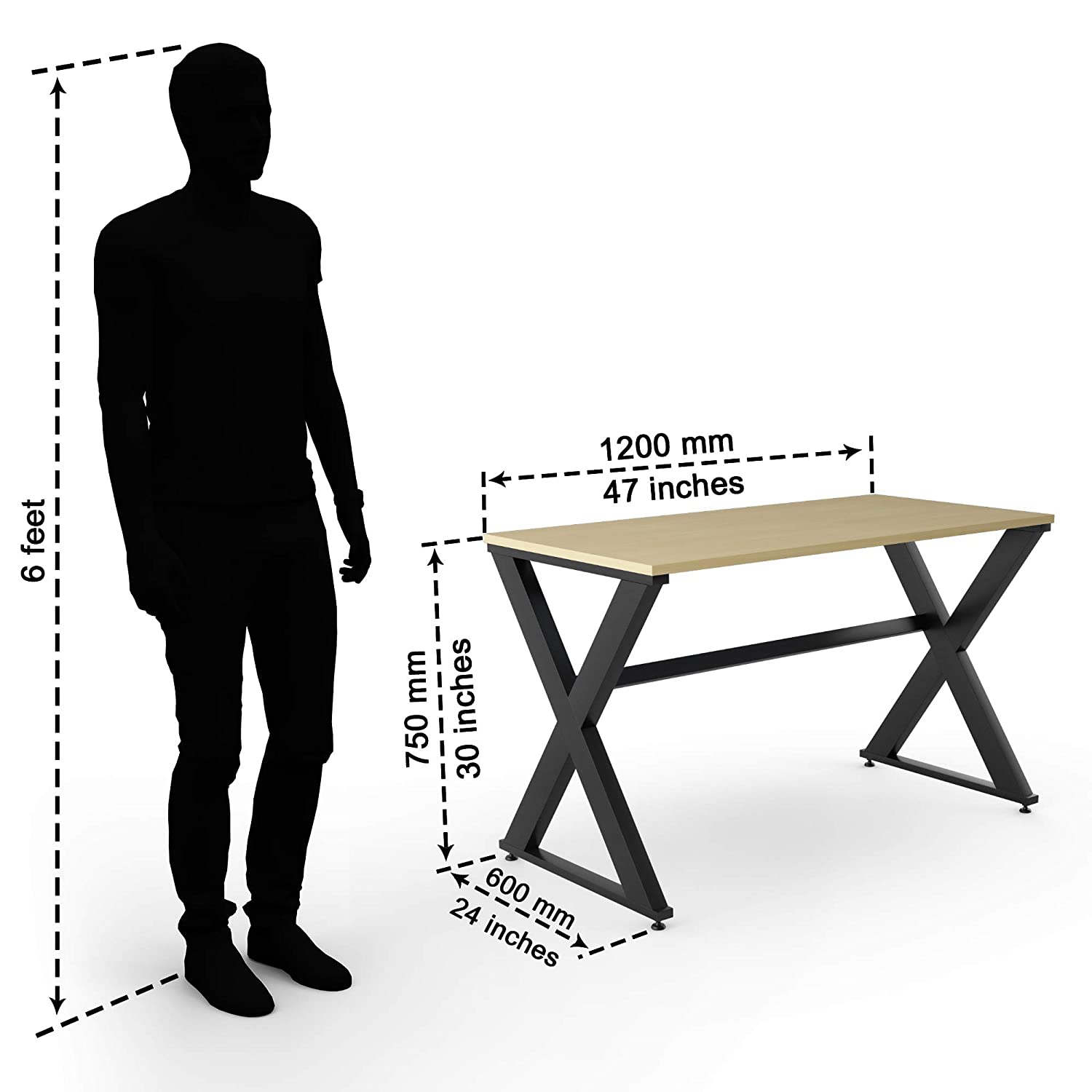 LAD Workspaces® The X Table Engineered Wood Study Table, Laptop, Computer Table Desk for Home & Office