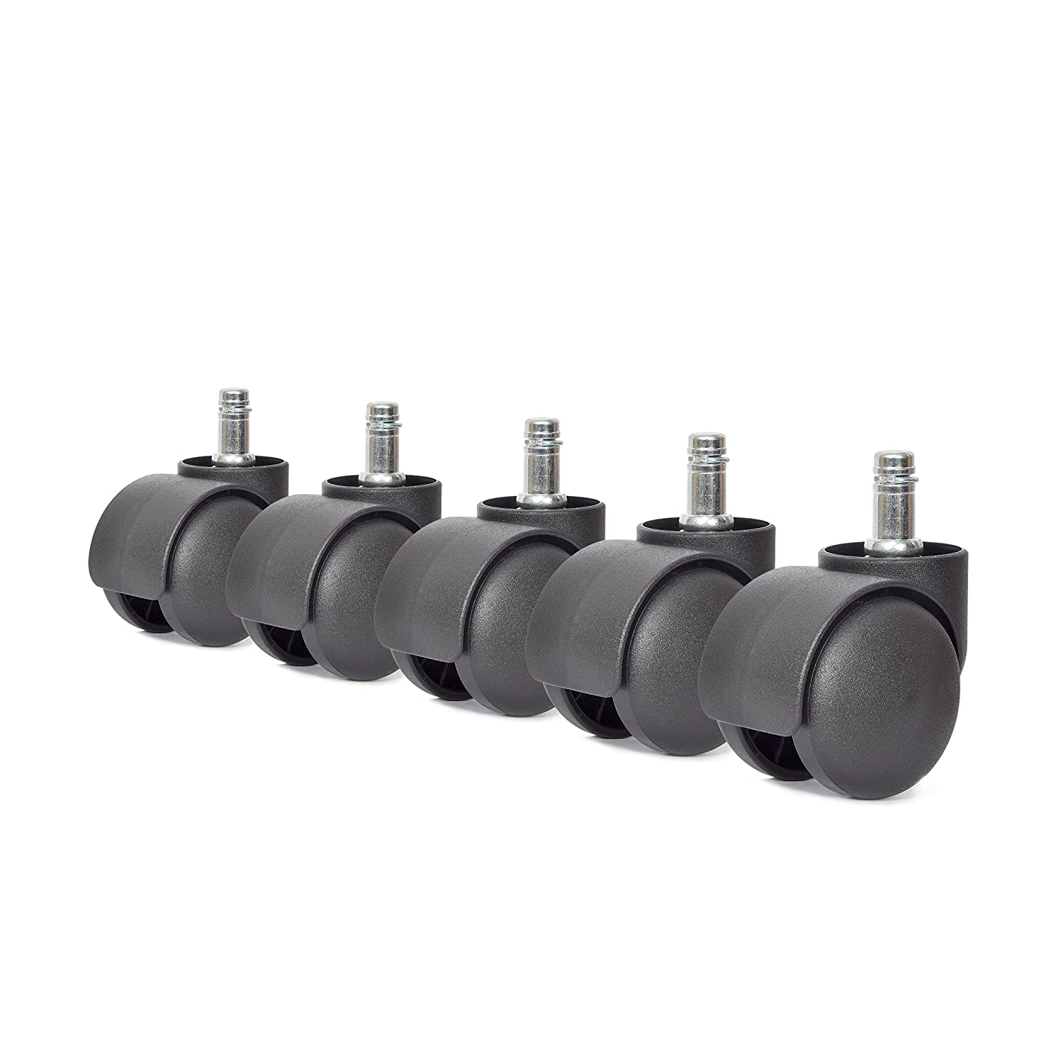LAD Workspaces® Heavy Duty Office Chair Nylon Twin Wheels Caster Pin Type/Load capacity-150 kg (Pack of 5 Pieces, Black) (50 mm, Black) (कुर्सी के पहिये)