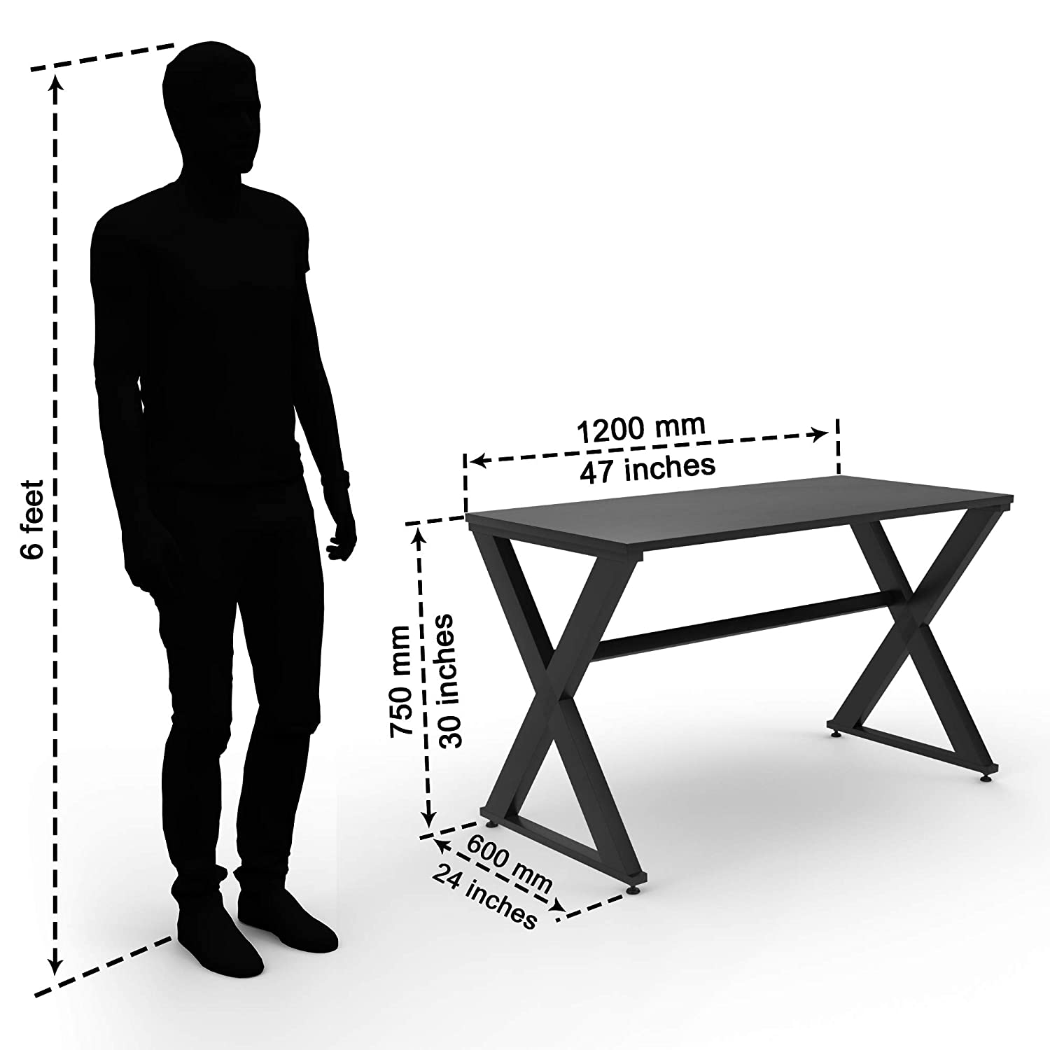 LAD Workspaces® The X Table Engineered Wood Study Table, Laptop, Computer Table Desk for Home & Office