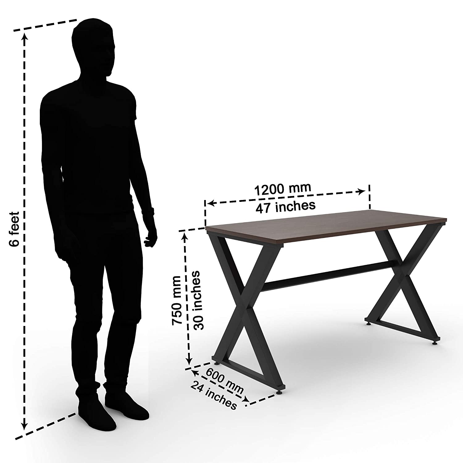 LAD Workspaces® The X Table Engineered Wood Study Table, Laptop, Computer Table Desk for Home & Office