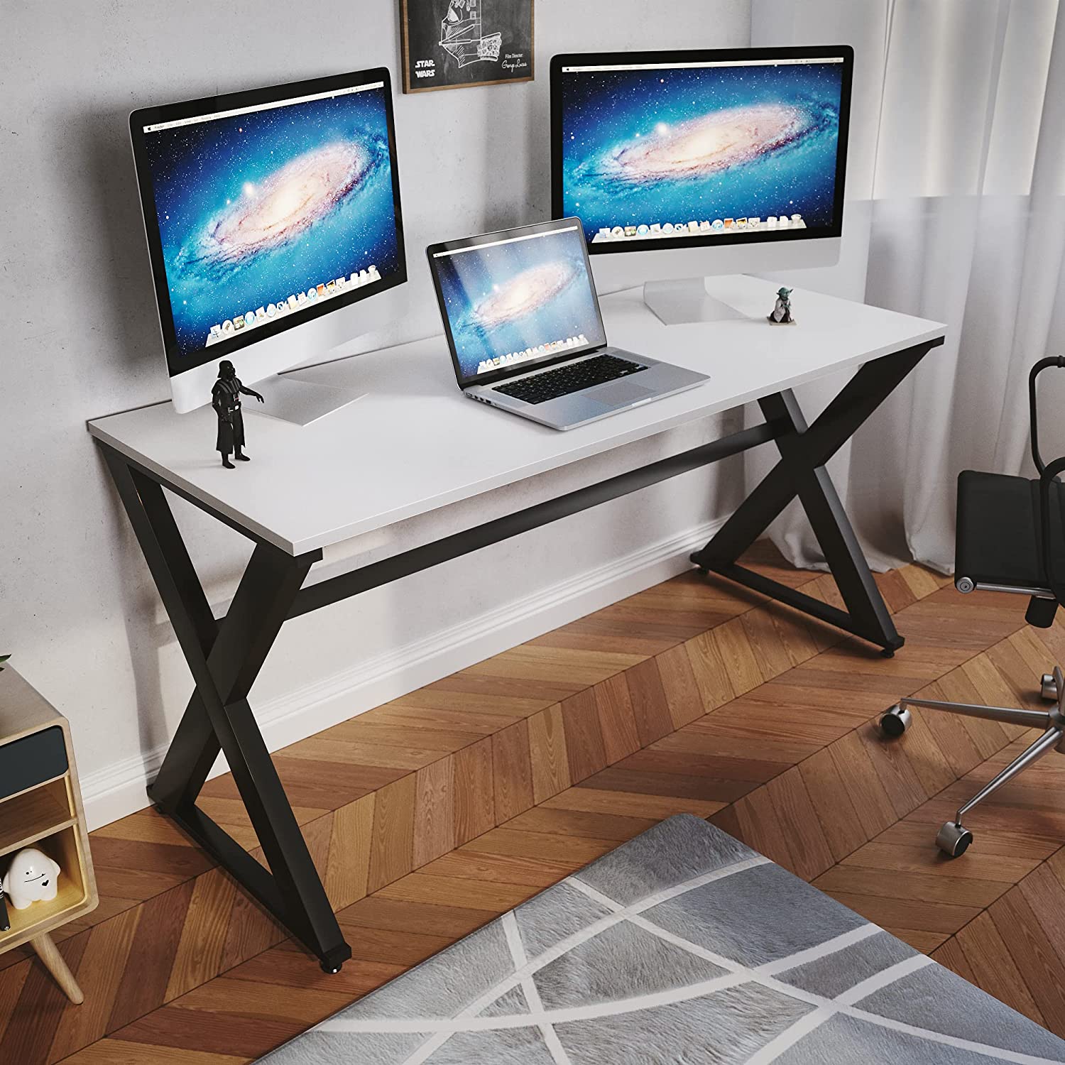 LAD Workspaces® The X Table Engineered Wood Study Table, Laptop, Computer Table Desk for Home & Office