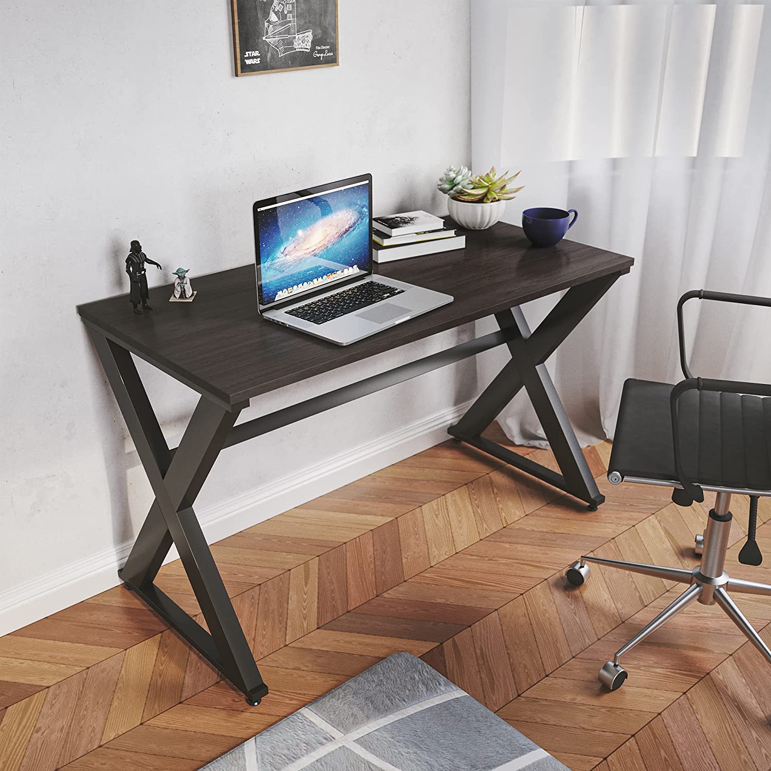 LAD Workspaces® The X Table Engineered Wood Study Table, Laptop, Computer Table Desk for Home & Office