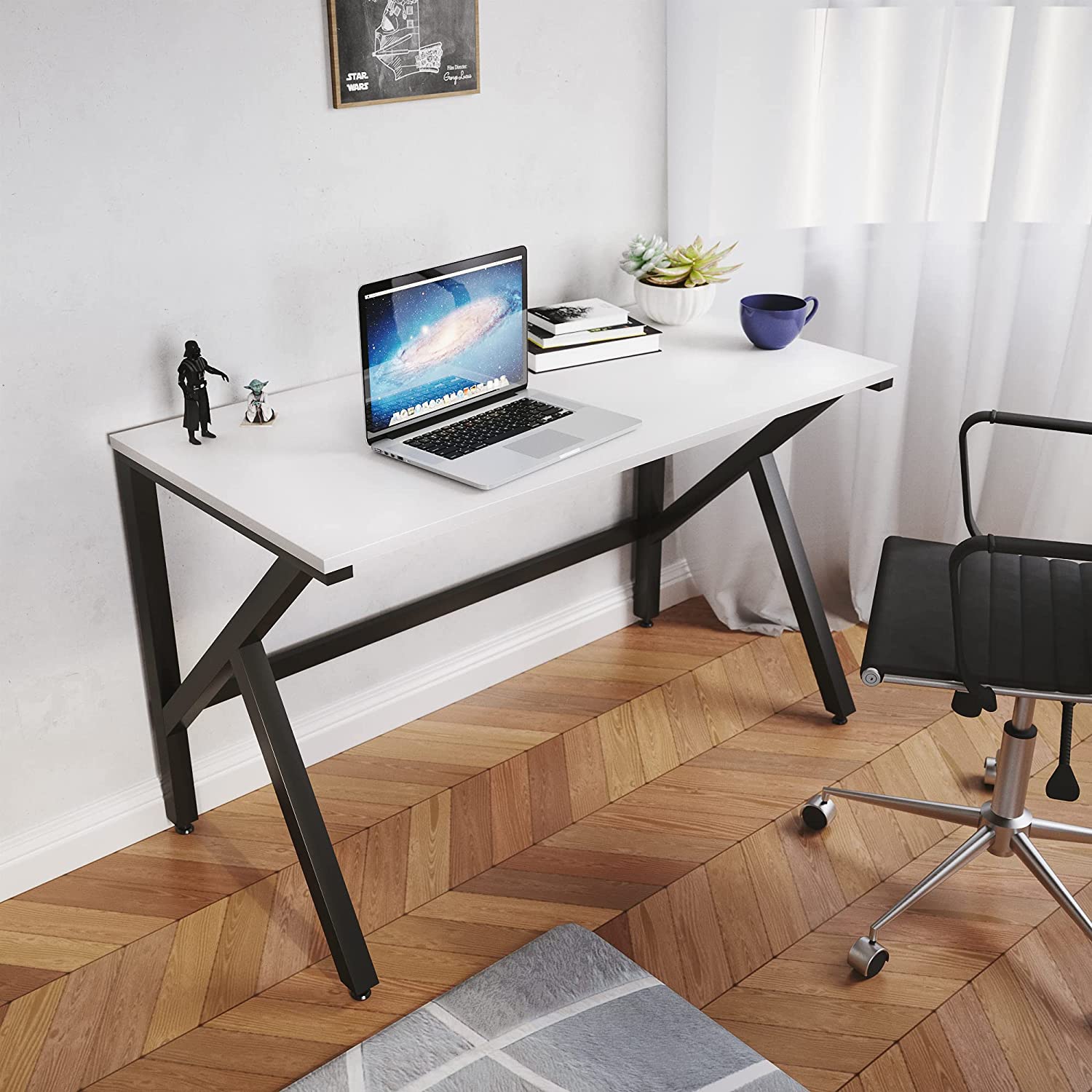 LAD Workspaces® The K Table Engineered Wood Study Table, Laptop, Computer Table Desk for Home & Office