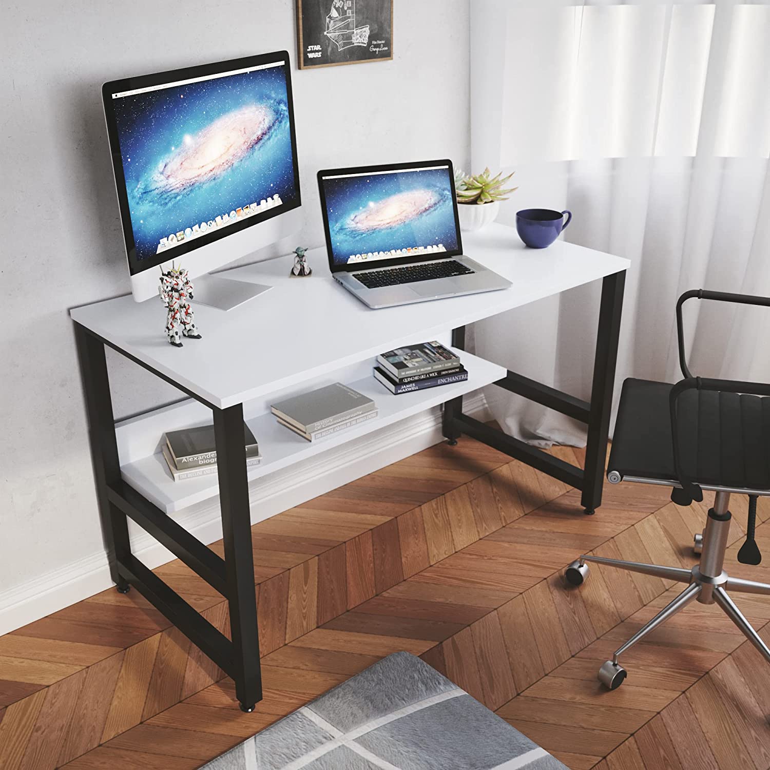 LAD Workspaces® - Ichiban Mini - 2 Tier Engineered Wood Study Table, Laptop, Computer Table Desk for Home & Office