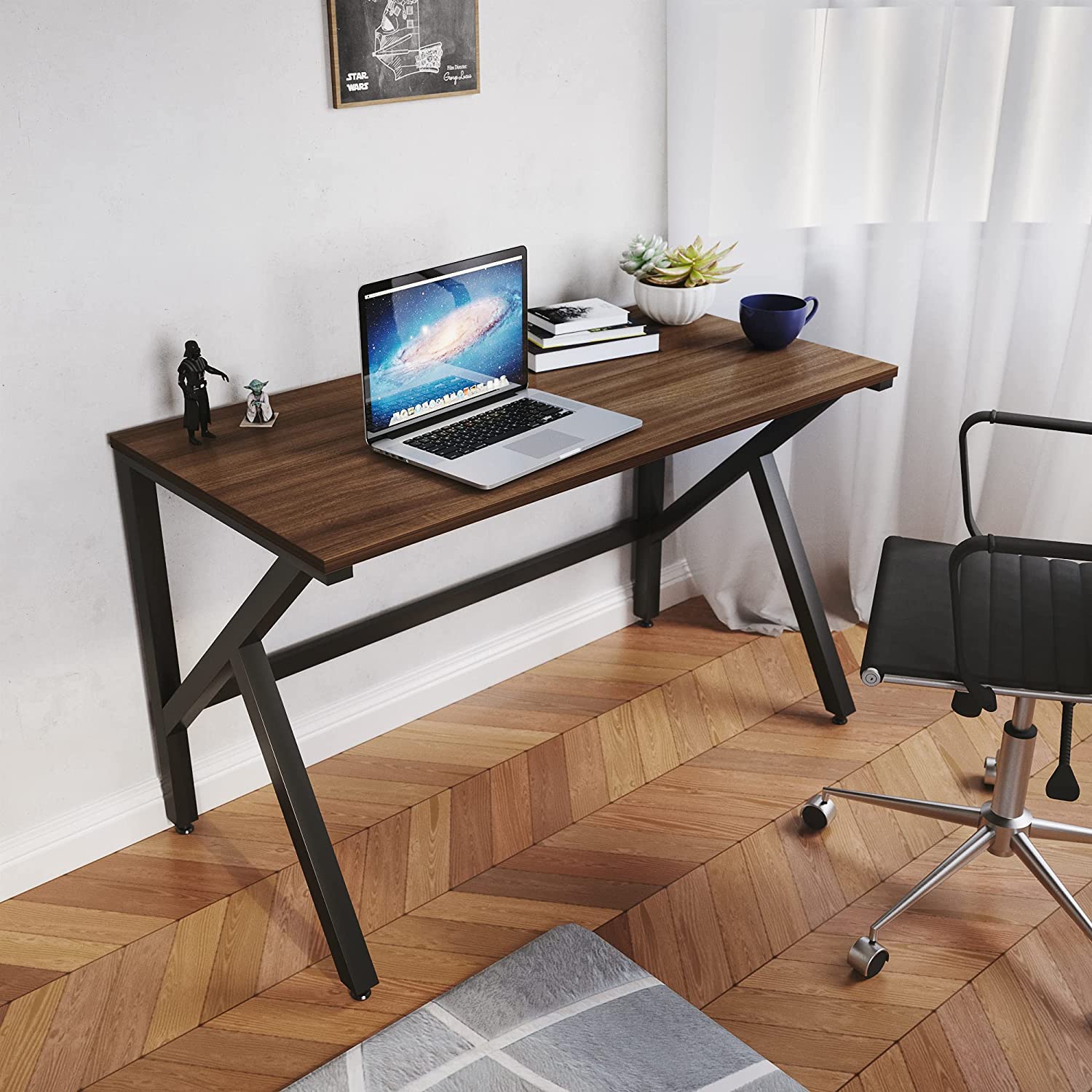 LAD Workspaces® The K Table Engineered Wood Study Table, Laptop, Computer Table Desk for Home & Office