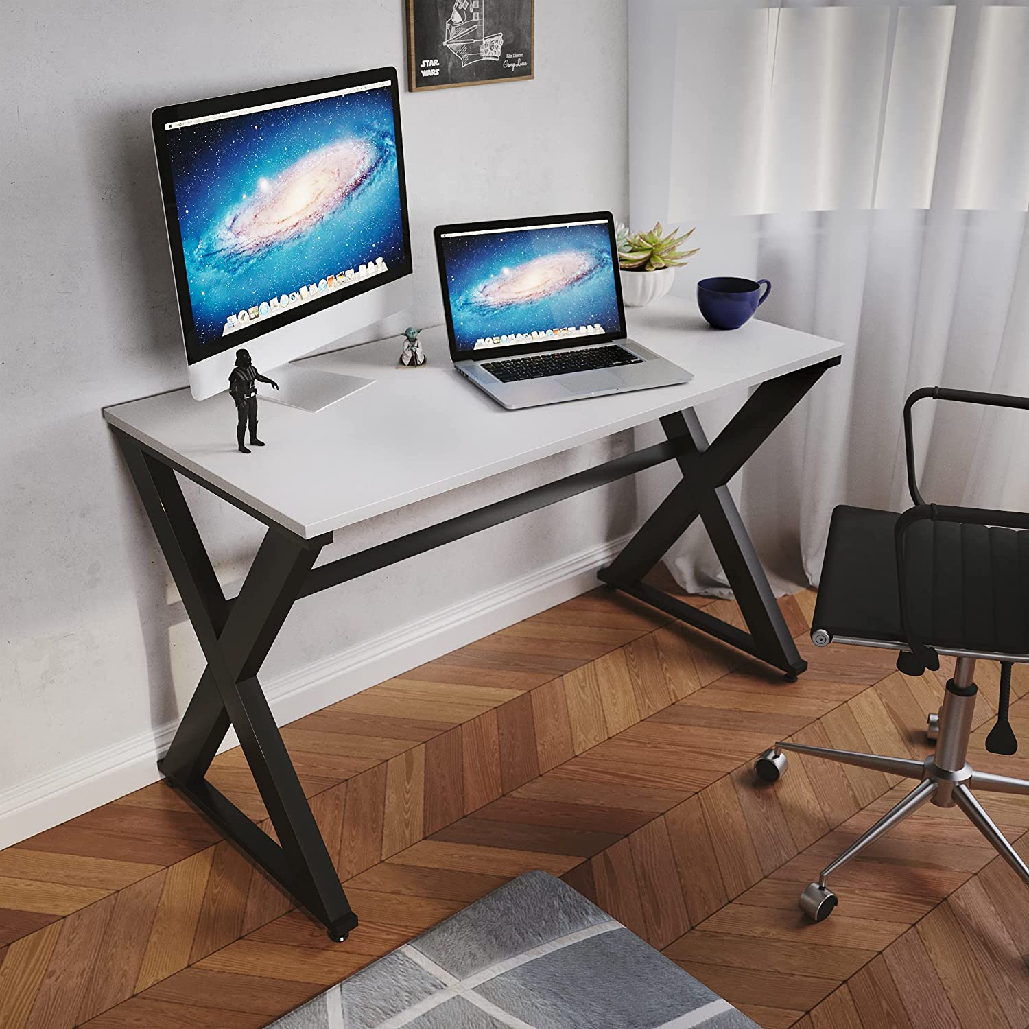 LAD Workspaces® The X Table Engineered Wood Study Table, Laptop, Computer Table Desk for Home & Office
