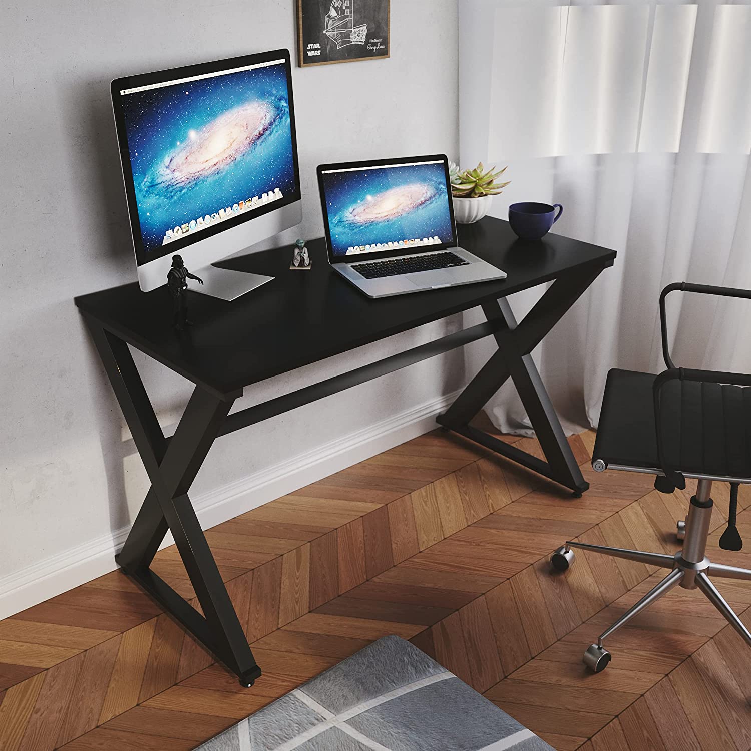 LAD Workspaces® The X Table Engineered Wood Study Table, Laptop, Computer Table Desk for Home & Office