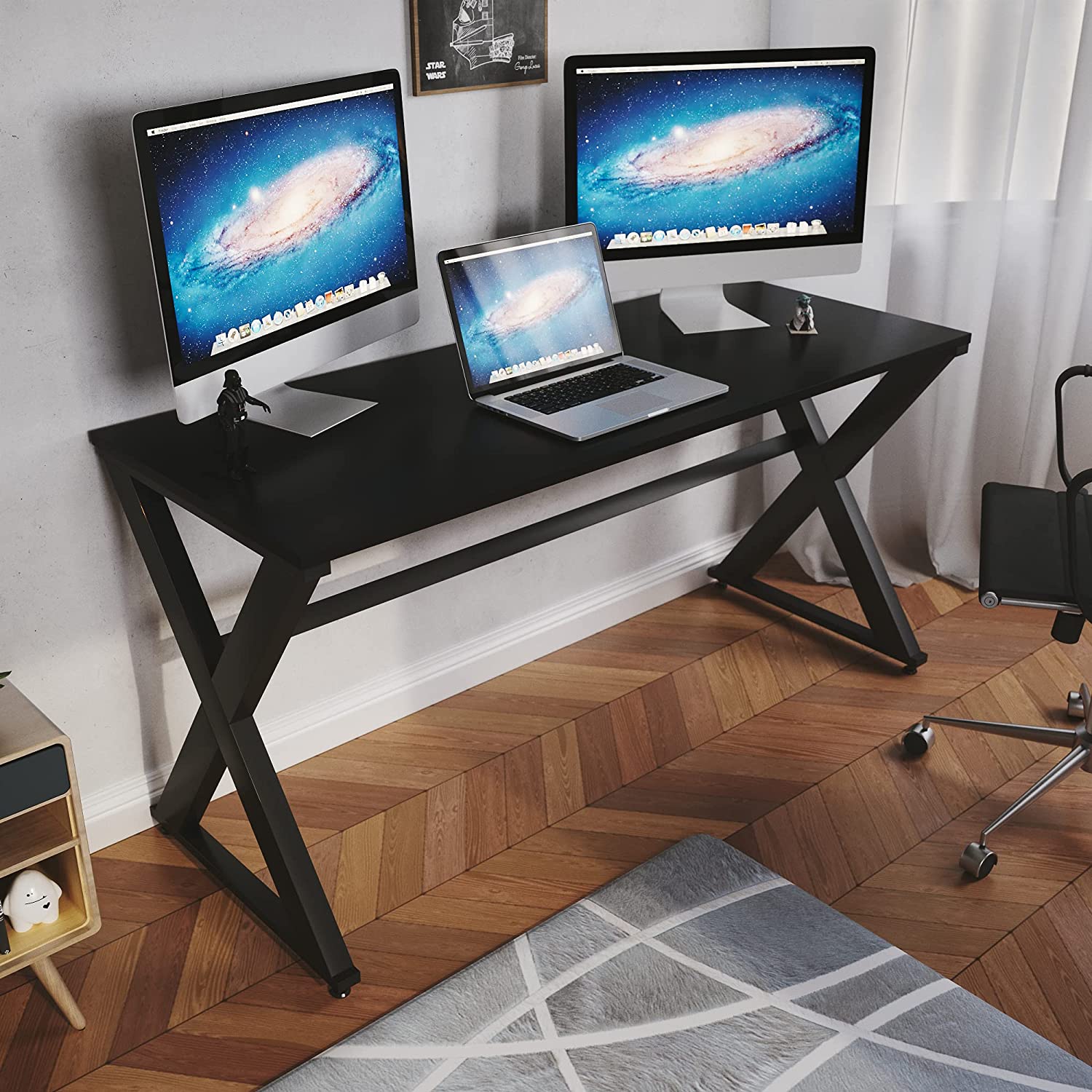 LAD Workspaces® The X Table Engineered Wood Study Table, Laptop, Computer Table Desk for Home & Office