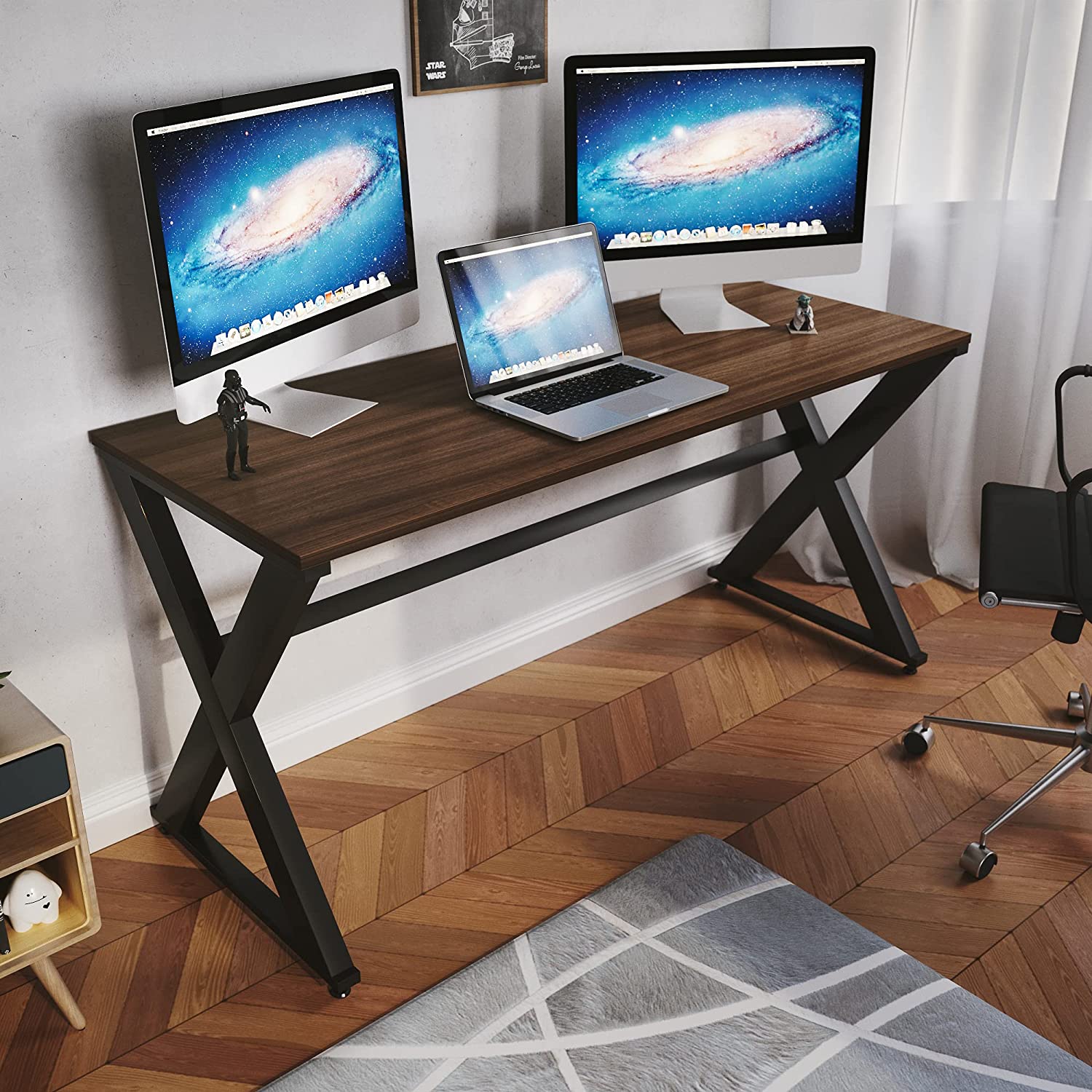 LAD Workspaces® The X Table Engineered Wood Study Table, Laptop, Computer Table Desk for Home & Office